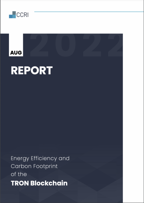 全球权威加密碳评级研究所（CCRI）认定波场TRON为最环保的区块链之一