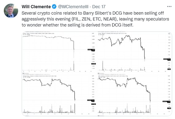 DCG 清算持有代币市场恐慌大跌