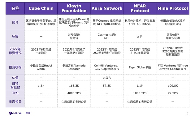 2022年获得融资的L1公链项目