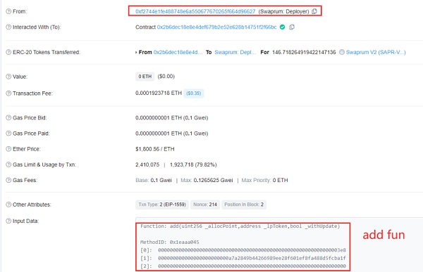 Arbitrum公链又一项目发生Rug Pull 涉及金额约300万美元