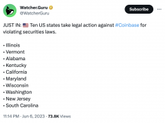 美国已有十个州针对 Coinbase 违反证券法采取法律行动