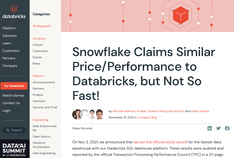 大模型让数据库行业撕起来了：Databricks和Snowflake让开发者选边站