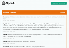 OpenAI API 出现严重故障致无法使用，目前已修复服务