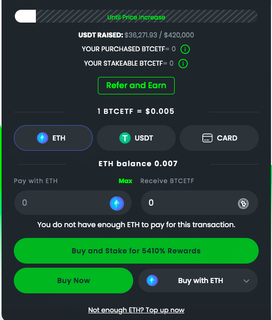 Bitcoin ETF Token buy now