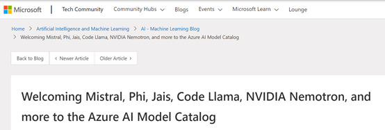 微软Azure AI新增Phi、Jais等，40种新大模型