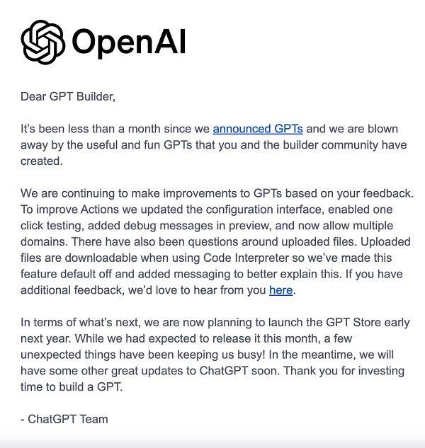 GPT商城延迟上线：OpenAI宫斗落幕