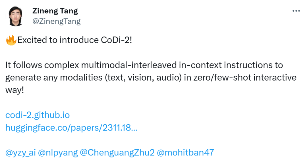 任意文本、视觉、音频混合生成，多模态有了强大的基础引擎CoDi-2