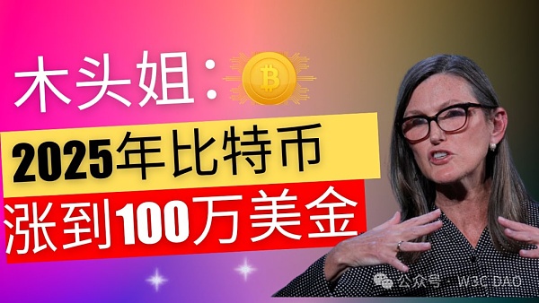 木头姐：BTC将达到100万美金