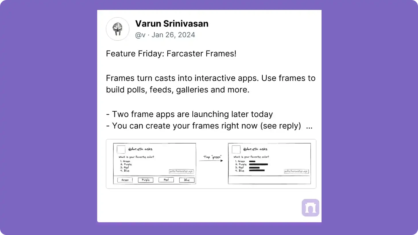 将推文变为交互式应用，一文了解Farcaster新功能Frames
