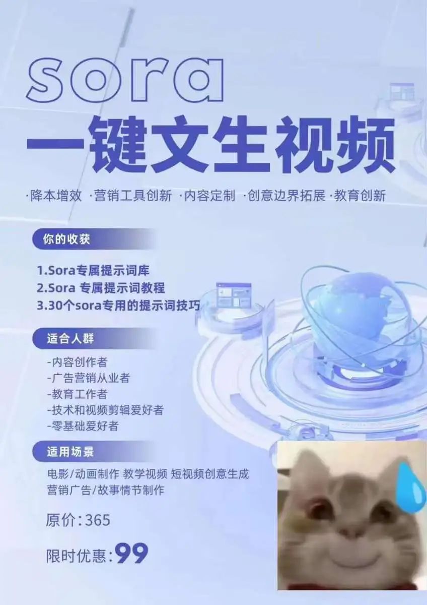 只要99，你要偷偷学会Sora，然后惊艳所有人