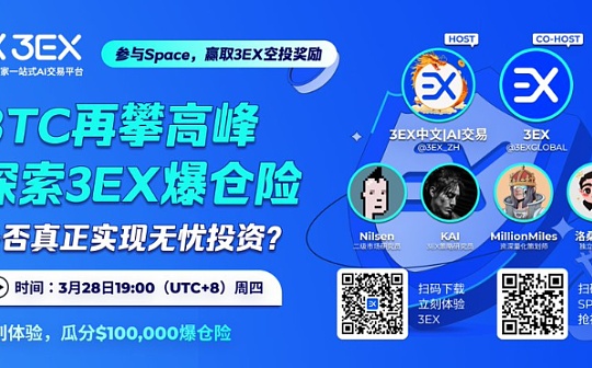 3EX AI交易平台Space回顾 BTC再攀高峰 探索3EX爆仓险 是否真正实现无忧投资？