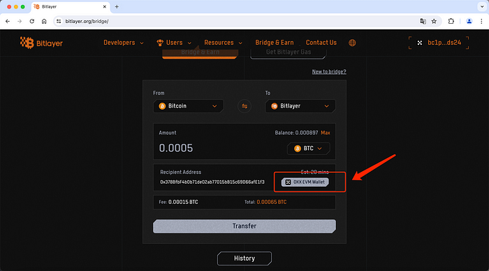 Bitlayer官方桥跨链（跨入）教程（OKX钱包）
