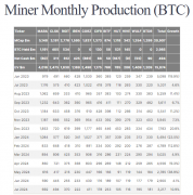 大型比特币矿工7月份产量增长10.9%