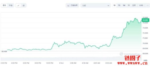 美国大选揭晓前，比特币价格创下历史新高，下一步是多少？